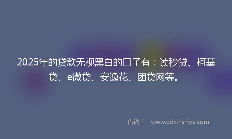 2025年的贷款无视黑白的口子有：读秒贷、柯基贷、e微贷、安逸花、团贷网等。