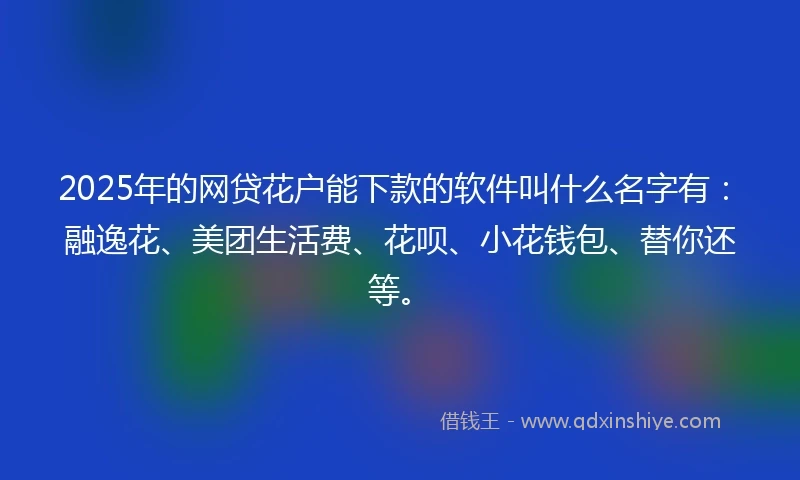 2025年的网贷花户能下款的软件叫什么名字有：融逸花、美团生活费、花呗、小花钱包、替你还等。