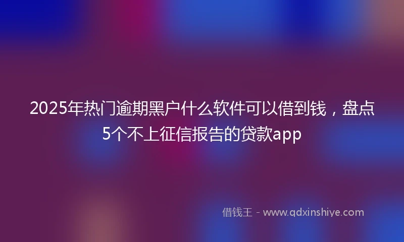 2025年热门逾期黑户什么软件可以借到钱，盘点5个不上征信报告的贷款app