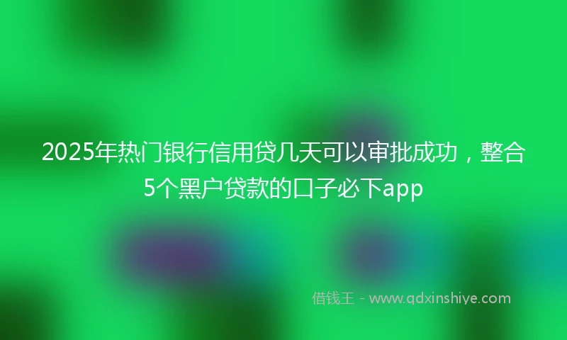 2025年热门银行信用贷几天可以审批成功，整合5个黑户贷款的口子必下app