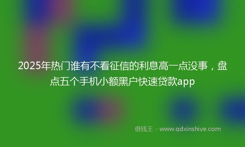 2025年热门谁有不看征信的利息高一点没事，盘点五个手机小额黑户快速贷款app