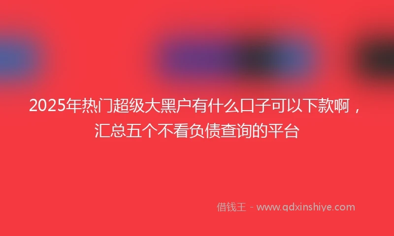 2025年热门超级大黑户有什么口子可以下款啊，汇总五个不看负债查询的平台