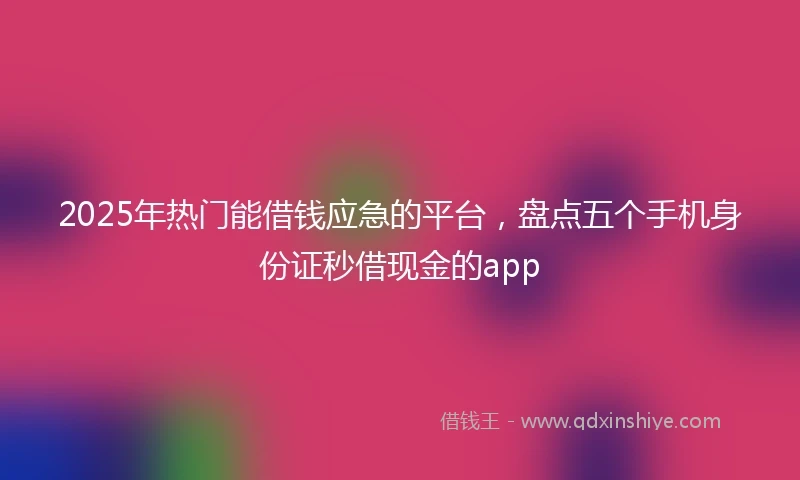 2025年热门能借钱应急的平台，盘点五个手机身份证秒借现金的app
