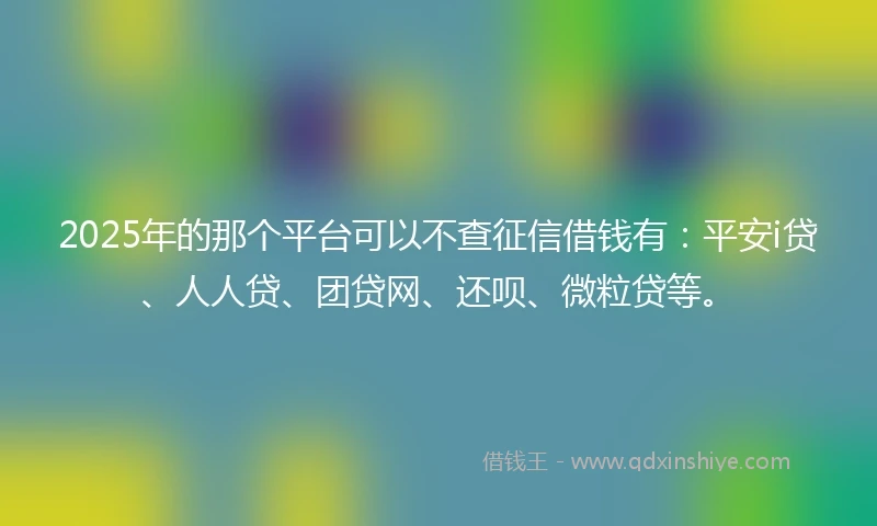 2025年的那个平台可以不查征信借钱有：平安i贷、人人贷、团贷网、还呗、微粒贷等。
