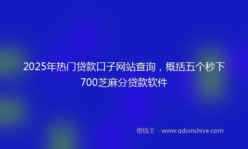 2025年热门贷款口子网站查询，概括五个秒下700芝麻分贷款软件