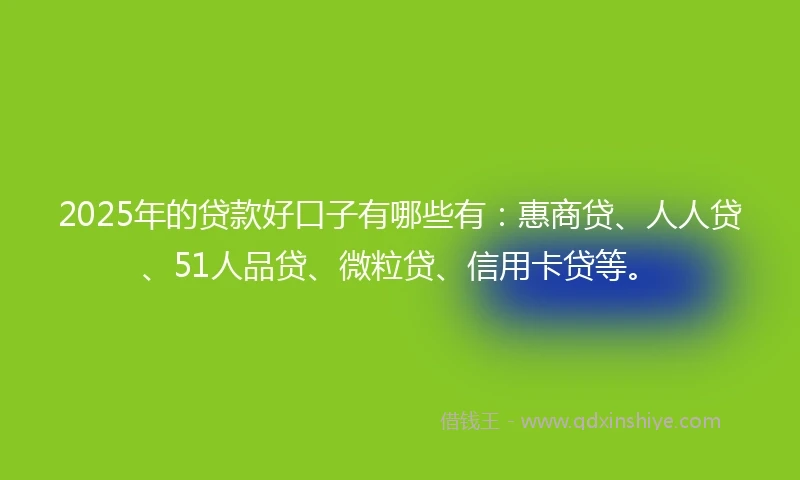 2025年的贷款好口子有哪些有：惠商贷、人人贷、51人品贷、微粒贷、信用卡贷等。