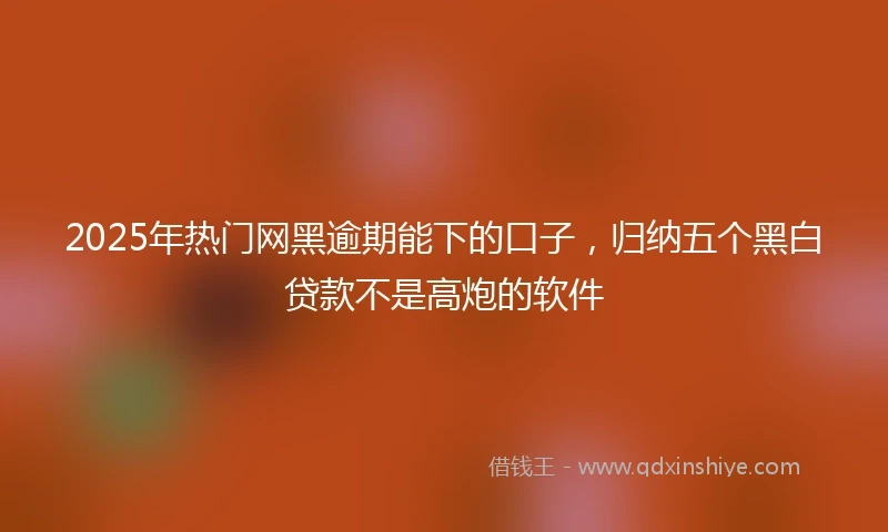 2025年热门网黑逾期能下的口子，归纳五个黑白贷款不是高炮的软件