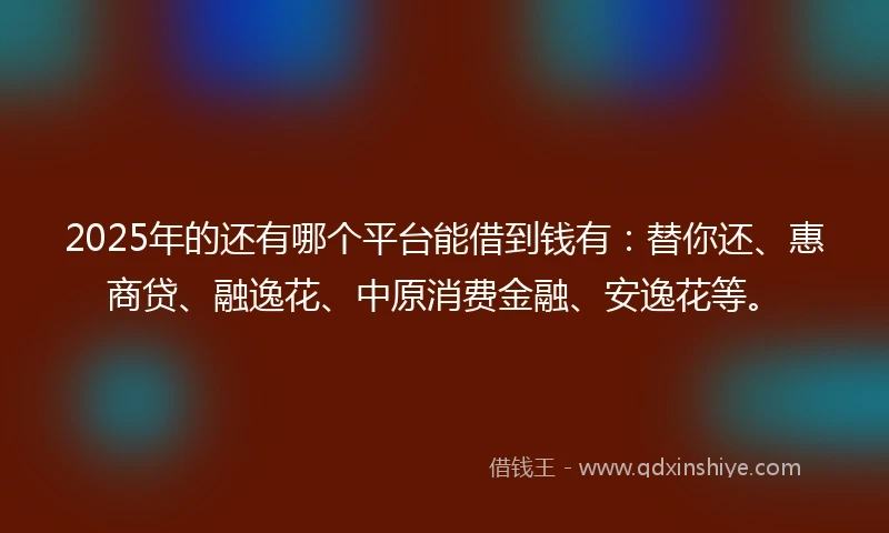 2025年的还有哪个平台能借到钱有：替你还、惠商贷、融逸花、中原消费金融、安逸花等。