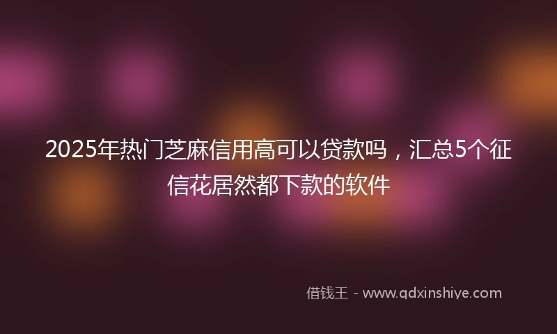 2025年热门芝麻信用高可以贷款吗，汇总5个征信花居然都下款的软件