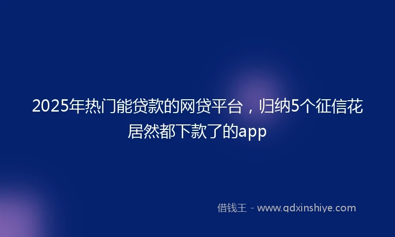 2025年热门能贷款的网贷平台，归纳5个征信花居然都下款了的app