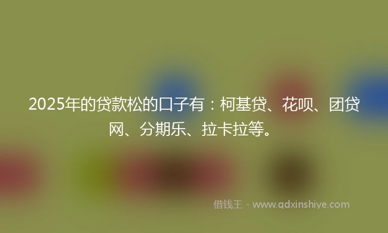 2025年的贷款松的口子有：柯基贷、花呗、团贷网、分期乐、拉卡拉等。