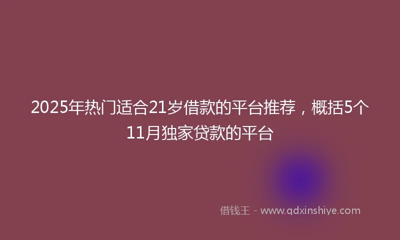 2025年热门适合21岁借款的平台推荐，概括5个11月独家贷款的平台