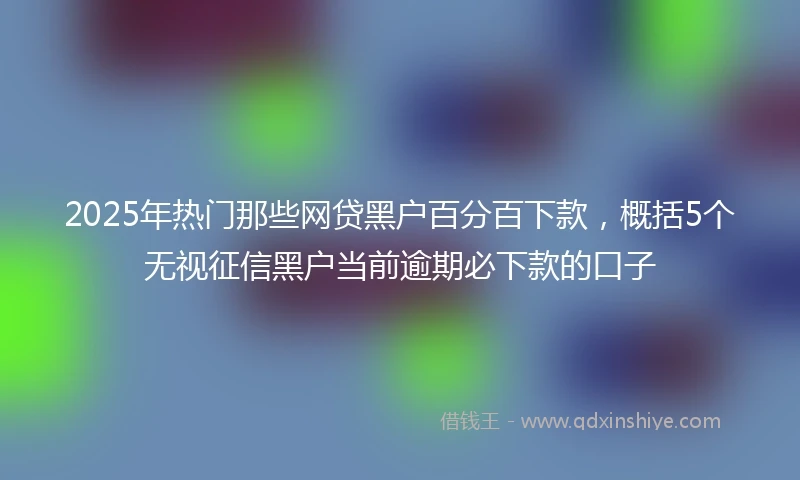 2025年热门那些网贷黑户百分百下款，概括5个无视征信黑户当前逾期必下款的口子