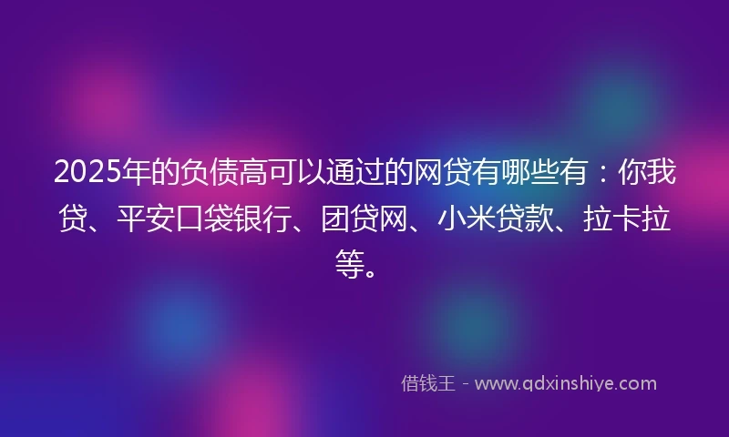 2025年的负债高可以通过的网贷有哪些有：你我贷、平安口袋银行、团贷网、小米贷款、拉卡拉等。