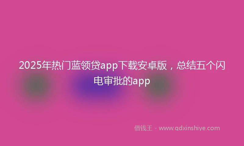 2025年热门蓝领贷app下载安卓版，总结五个闪电审批的app