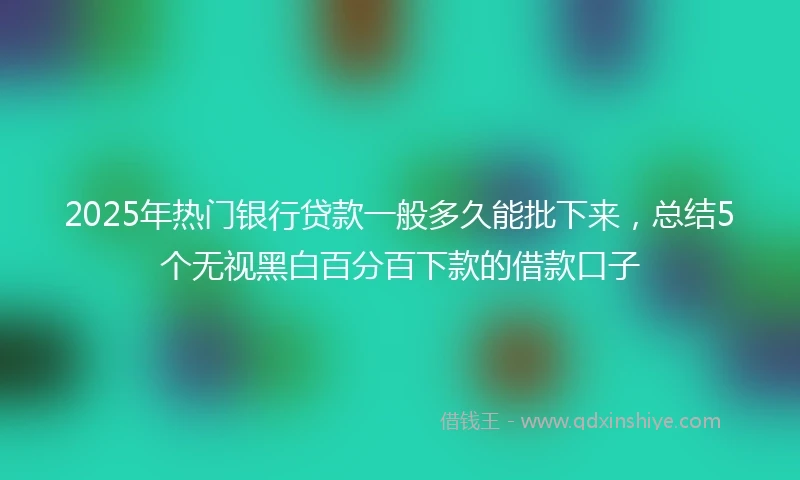 2025年热门银行贷款一般多久能批下来，总结5个无视黑白百分百下款的借款口子