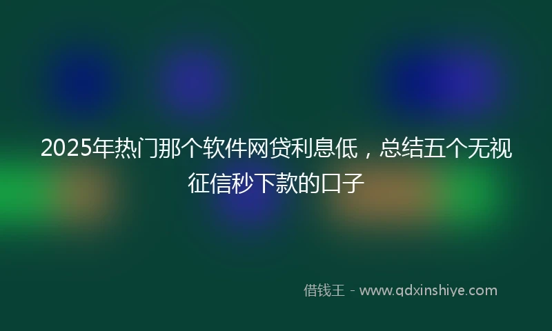 2025年热门那个软件网贷利息低，总结五个无视征信秒下款的口子