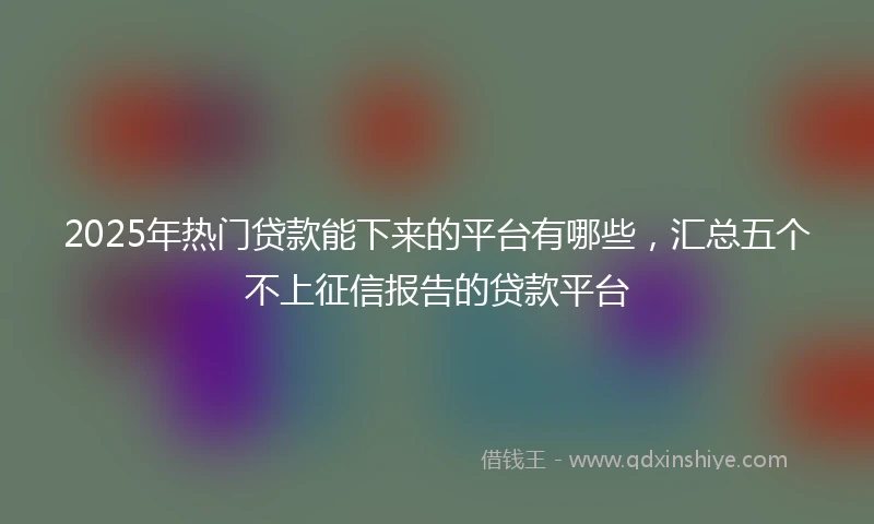 2025年热门贷款能下来的平台有哪些，汇总五个不上征信报告的贷款平台