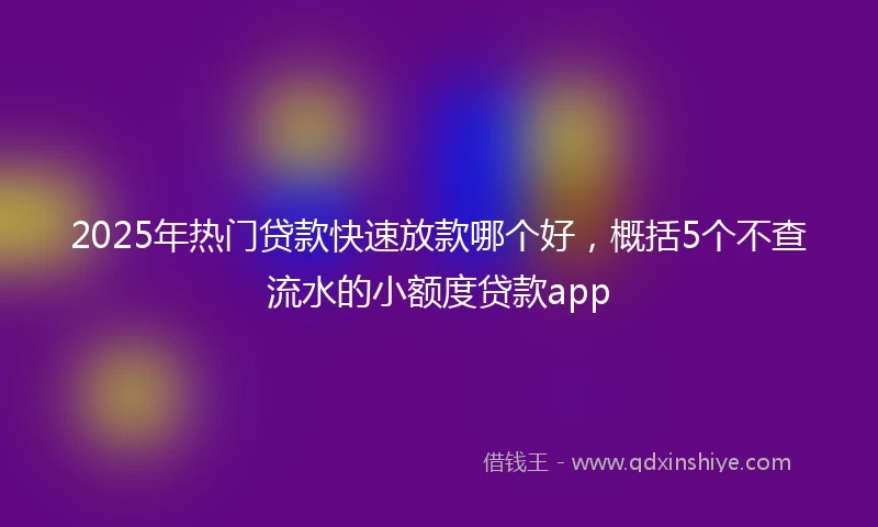 2025年热门贷款快速放款哪个好，概括5个不查流水的小额度贷款app