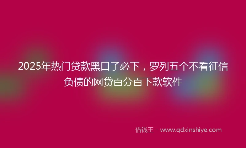 2025年热门贷款黑口子必下，罗列五个不看征信负债的网贷百分百下款软件