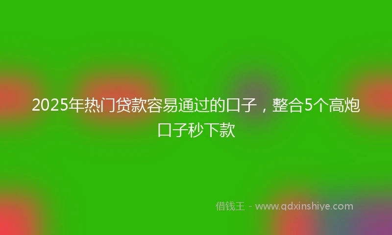 2025年热门贷款容易通过的口子，整合5个高炮口子秒下款