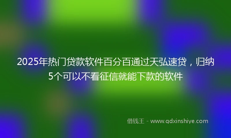 2025年热门贷款软件百分百通过天弘速贷，归纳5个可以不看征信就能下款的软件