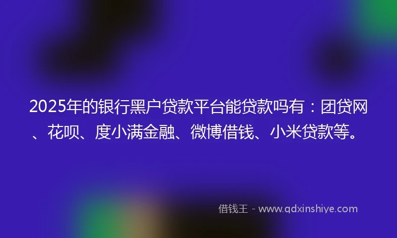 2025年的银行黑户贷款平台能贷款吗有：团贷网、花呗、度小满金融、微博借钱、小米贷款等。