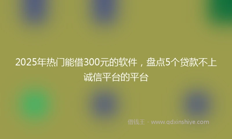 2025年热门能借300元的软件，盘点5个贷款不上诚信平台的平台