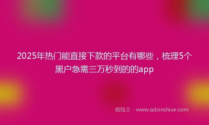 2025年热门能直接下款的平台有哪些，梳理5个黑户急需三万秒到的的app