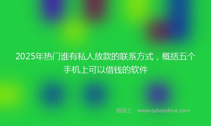 2025年热门谁有私人放款的联系方式，概括五个手机上可以借钱的软件