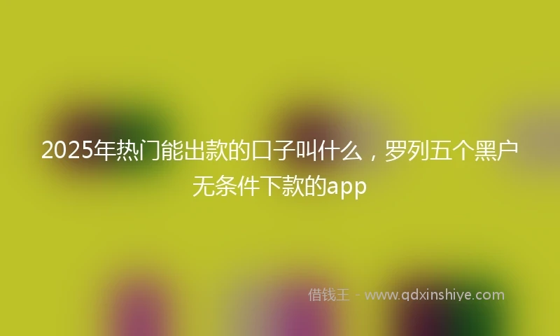 2025年热门能出款的口子叫什么，罗列五个黑户无条件下款的app