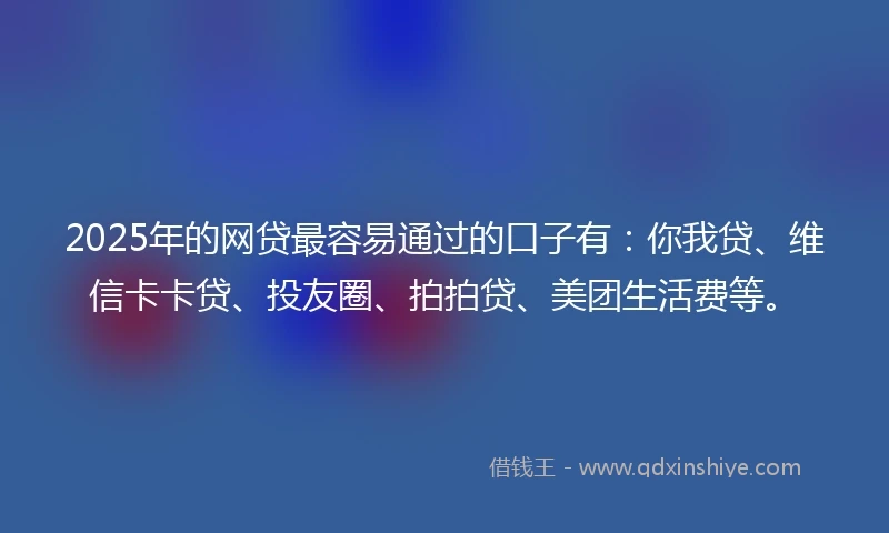 2025年的网贷最容易通过的口子有：你我贷、维信卡卡贷、投友圈、拍拍贷、美团生活费等。