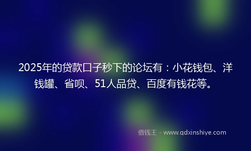 2025年的贷款口子秒下的论坛有：小花钱包、洋钱罐、省呗、51人品贷、百度有钱花等。