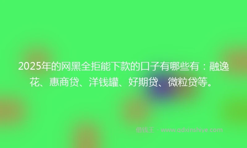 2025年的网黑全拒能下款的口子有哪些有：融逸花、惠商贷、洋钱罐、好期贷、微粒贷等。