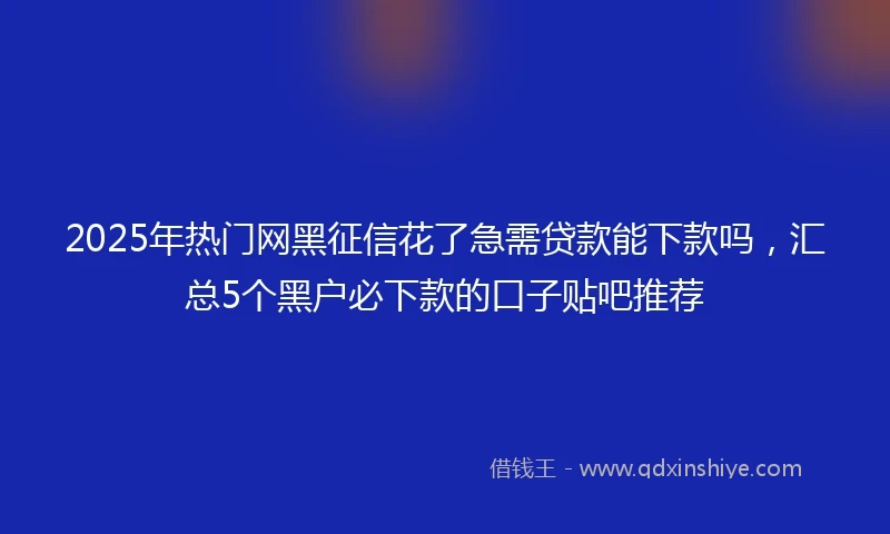 2025年热门网黑征信花了急需贷款能下款吗，汇总5个黑户必下款的口子贴吧推荐