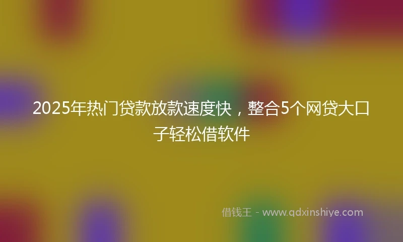 2025年热门贷款放款速度快，整合5个网贷大口子轻松借软件