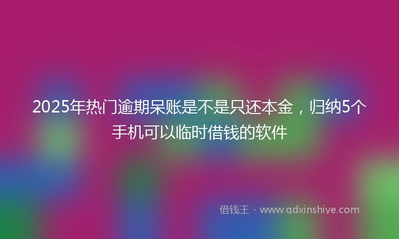 2025年热门逾期呆账是不是只还本金,归纳5个手机可以临时借钱的软件