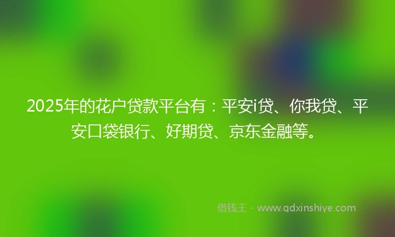 2025年的花户贷款平台有：平安i贷、你我贷、平安口袋银行、好期贷、京东金融等。