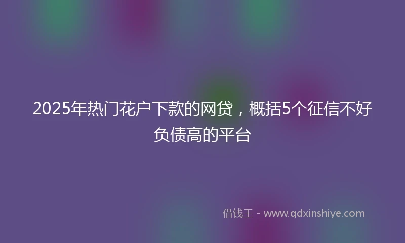 2025年热门花户下款的网贷，概括5个征信不好负债高的平台