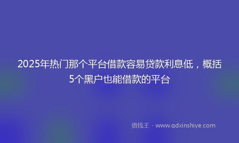 2025年热门那个平台借款容易贷款利息低，概括5个黑户也能借款的平台