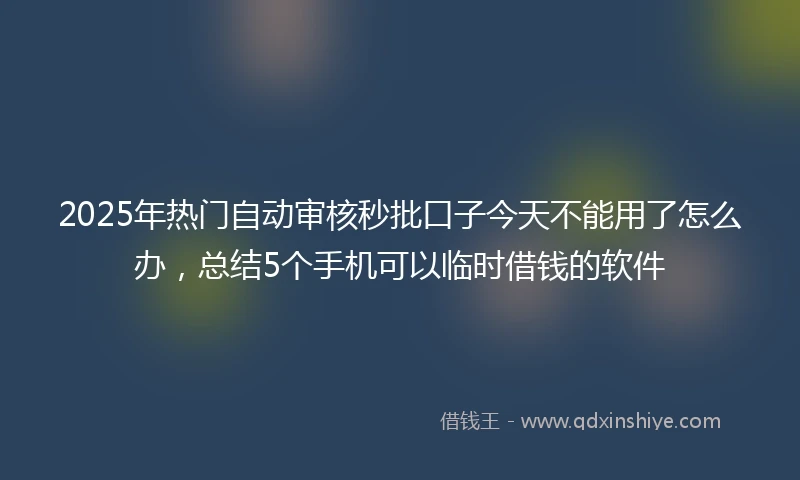 2025年热门自动审核秒批口子今天不能用了怎么办，总结5个手机可以临时借钱的软件