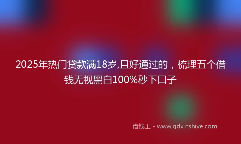 2025年热门贷款满18岁,且好通过的，梳理五个借钱无视黑白100%秒下口子