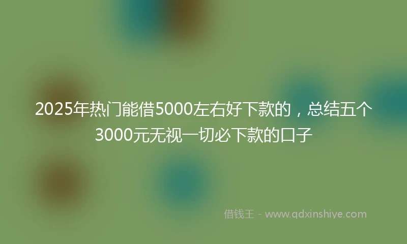 2025年热门能借5000左右好下款的，总结五个3000元无视一切必下款的口子