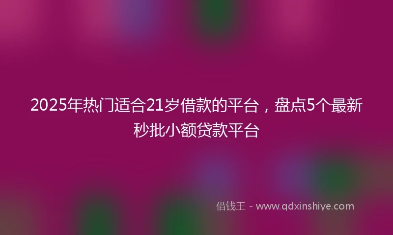 2025年热门适合21岁借款的平台，盘点5个最新秒批小额贷款平台
