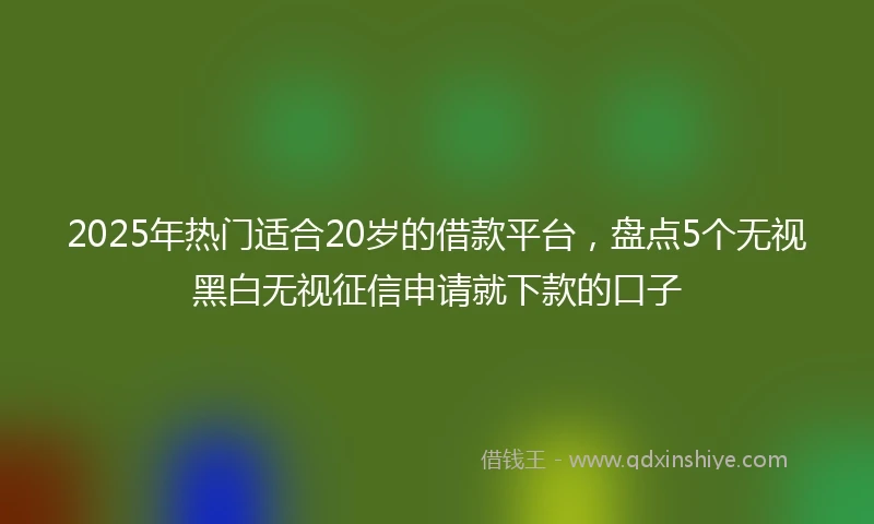 2025年热门适合20岁的借款平台，盘点5个无视黑白无视征信申请就下款的口子