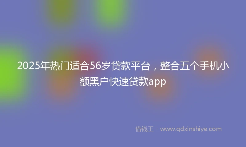 2025年热门适合56岁贷款平台，整合五个手机小额黑户快速贷款app