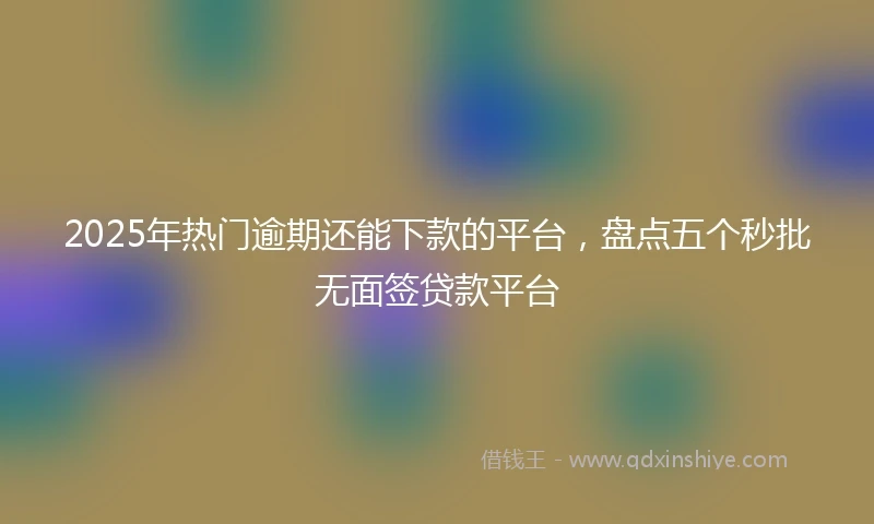 2025年热门逾期还能下款的平台，盘点五个秒批无面签贷款平台