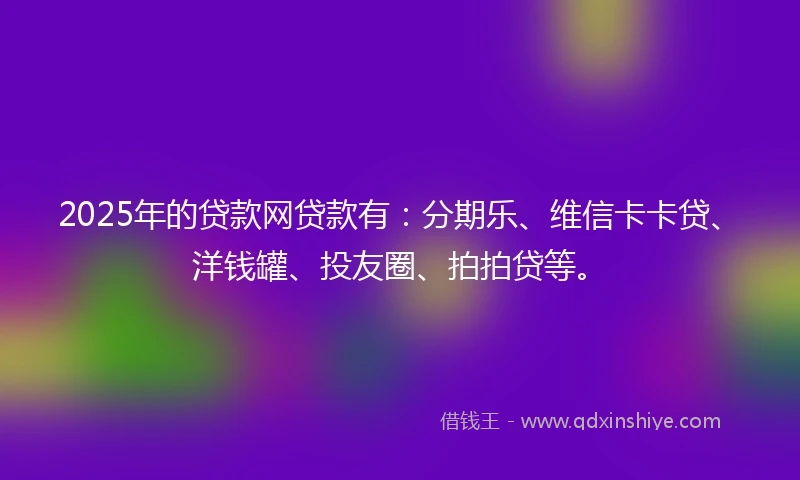 2025年的贷款网贷款有：分期乐、维信卡卡贷、洋钱罐、投友圈、拍拍贷等。