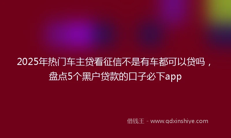 2025年热门车主贷看征信不是有车都可以贷吗，盘点5个黑户贷款的口子必下app