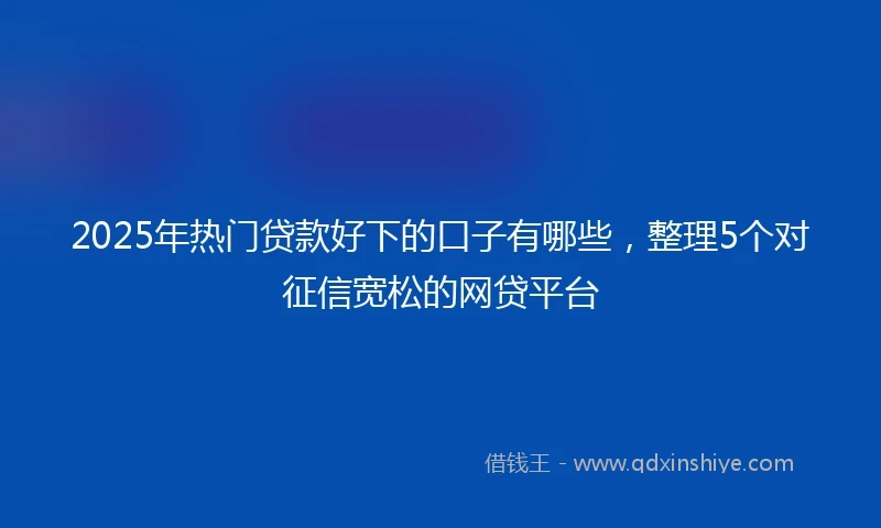 2025年热门贷款好下的口子有哪些，整理5个对征信宽松的网贷平台